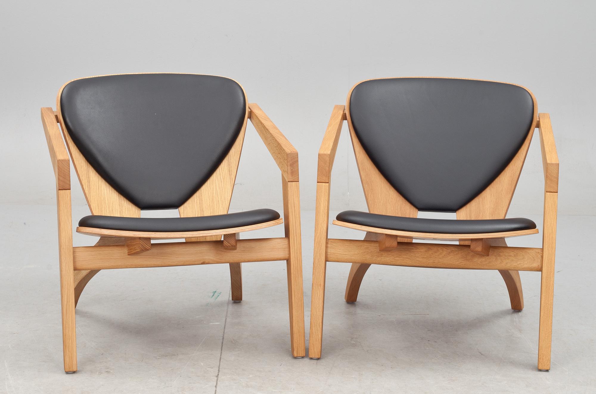 FÅTÖLJER, ett par, GE 460, "Butterfly", Hans J Wegner för Getama. Märkt och daterad.