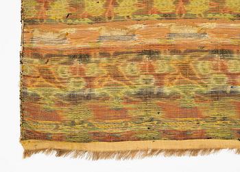 A Mugul style brocaded silk and metal panel, 65 x 67 cm, Persia, 18th century.