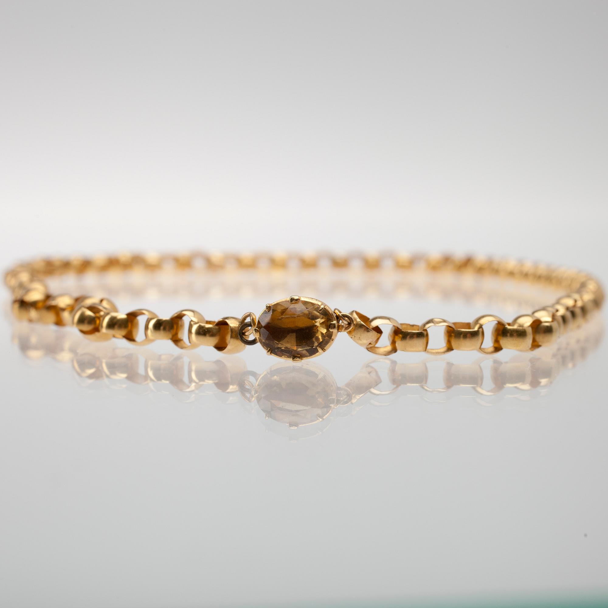 HALSKED, 20K guld, citrin. Nils Petter Forsberg Haparanda 1840. Vikt 12,6 g.