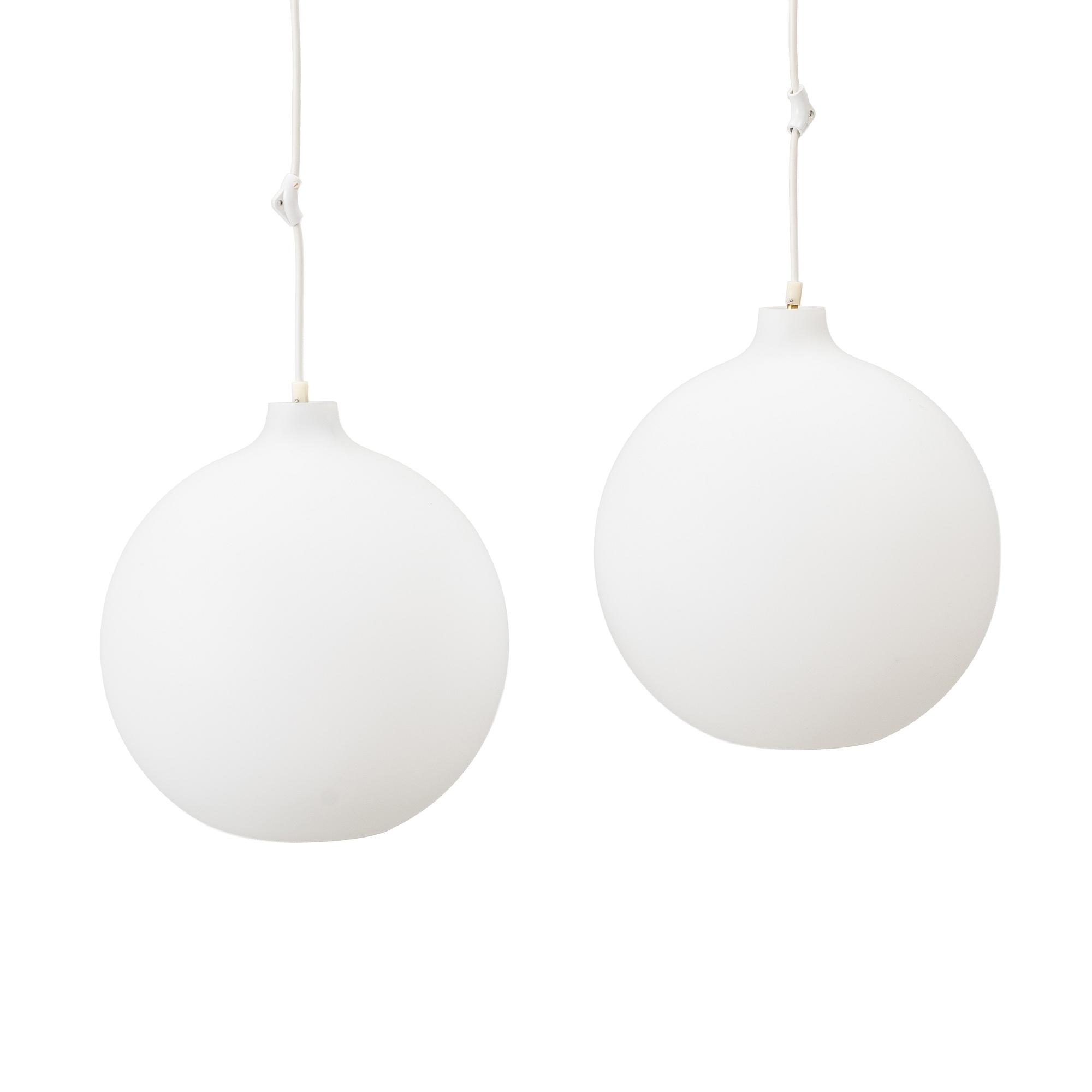 Vilhelm Wohlert, Ceiling lamps, a pair, “Satellit” for Louis Poulsen, Denmark, late 20th century.