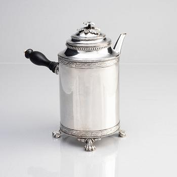 A Swedish Gustavian 18th century silver coffee-pot, marks of Nils Tornberg, Linköping 1792.