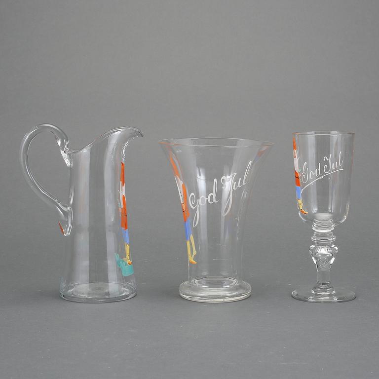 PARTI GLAS MED JULMOTIV, 3 delar, 1900-talets första hälft.