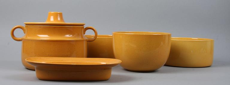 PARTI STENGODS, 5 delar, "Primula", Stig Lindberg, Gustavsberg.