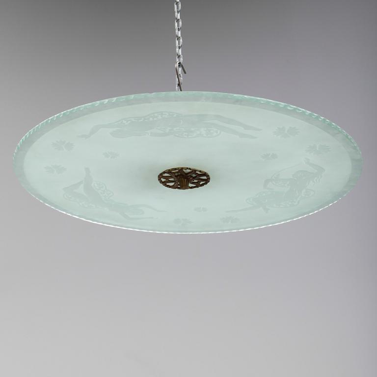 TAKPLAFOND, 1900-talets mitt. Diameter ca 70 cm.