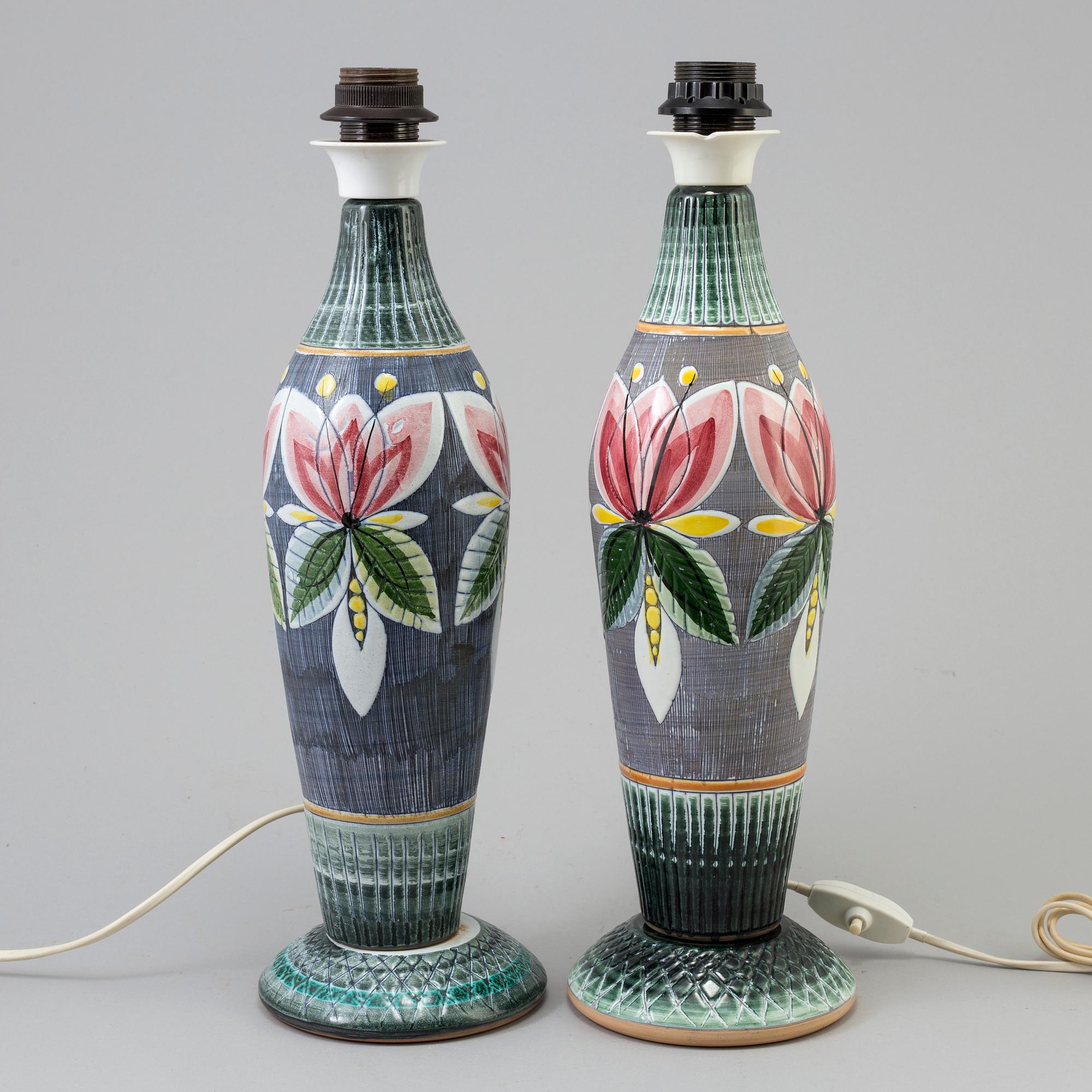 Two similar 20th century ceramic table lamps, Tilgmans Keramik, Sweden.