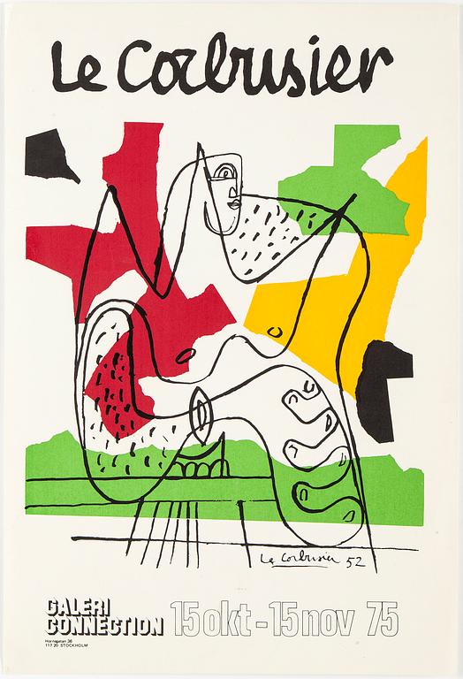 EXHIBITION POSTER, "Le Corbusier". Galleri Connection 15okt-15nov 75.