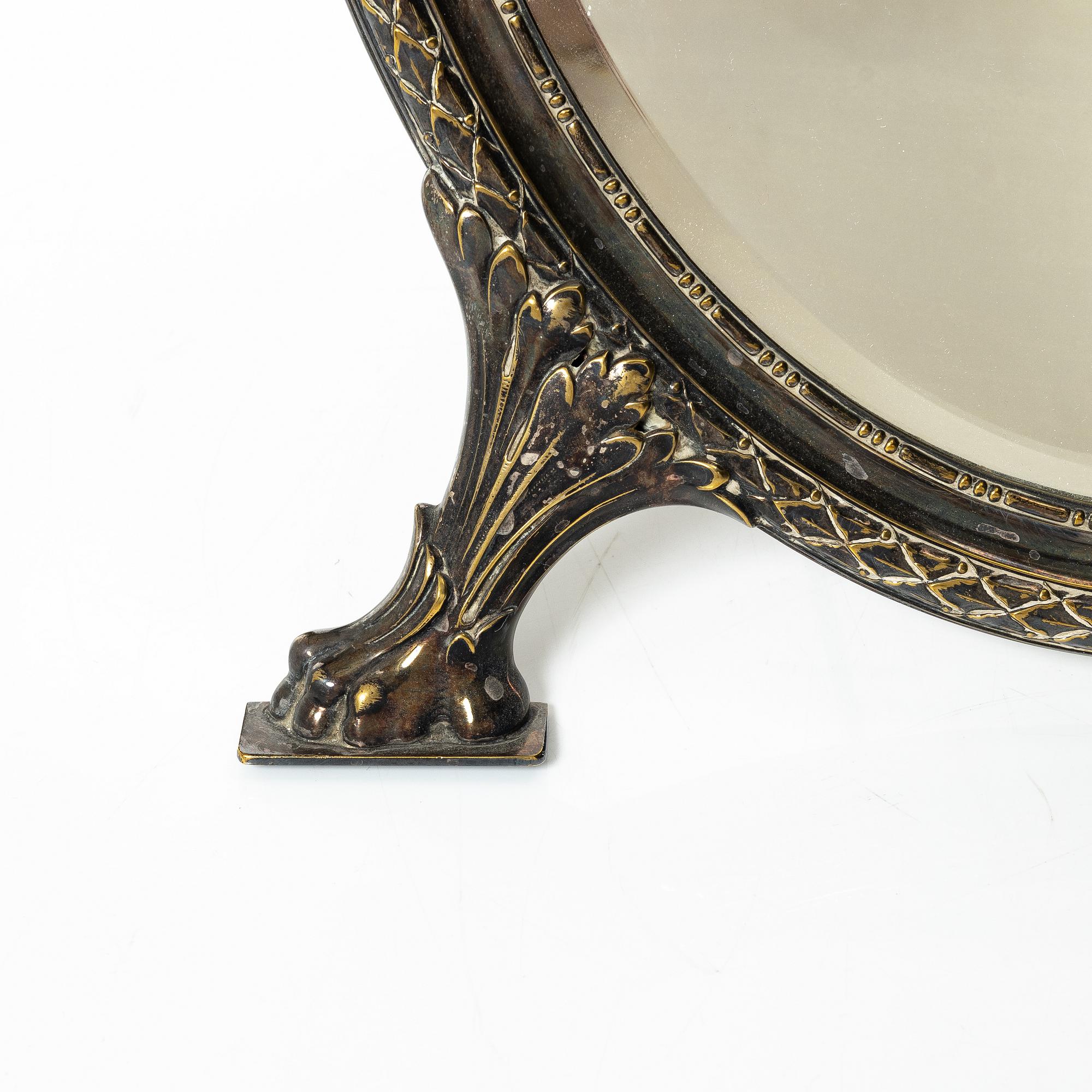 A silver plated table mirror, Gustavian style, 20th Century.