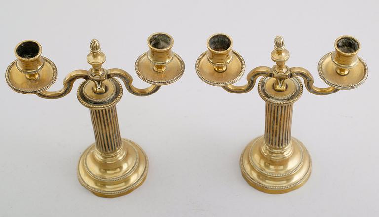 KANDELABRAR, 1 par, mässing, 1800-tal.