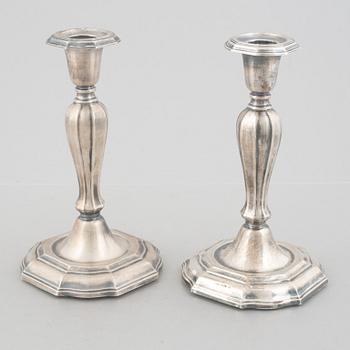 Two pairs of Swedish silver candlesticks, including Eric Löfman, MGAB, Uppsala 1979-1982.