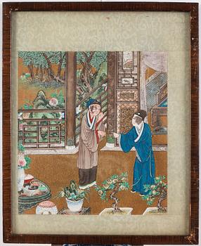 A set of nine Chinese watercolours by unknown artist, 19th Century.
