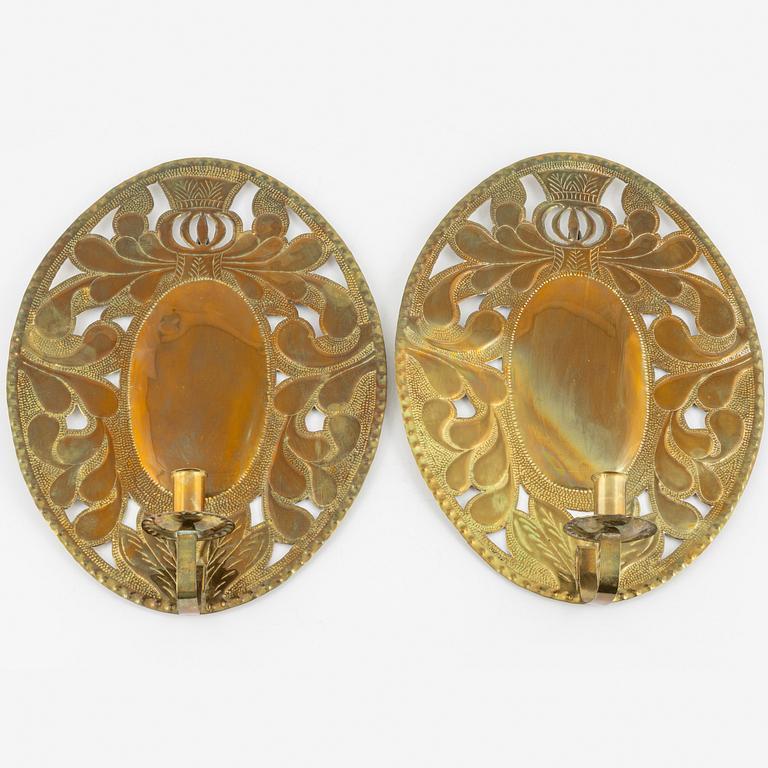 A pair of brass wall sconces, 20th Century.