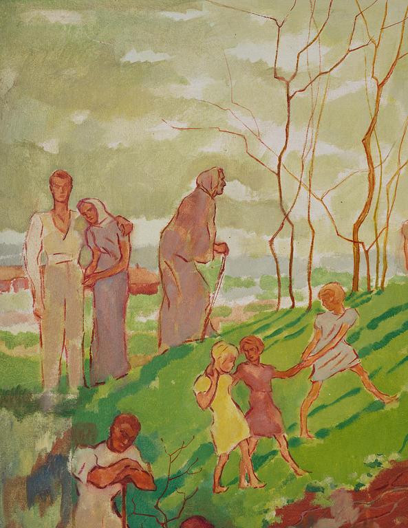 Lotte Laserstein, Fantasy landscape with people.