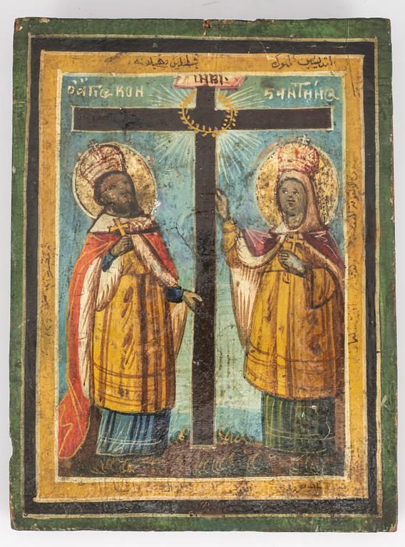 IKON, träpannå, sannolikt grekisk koptisk, 1800/1900-tal.