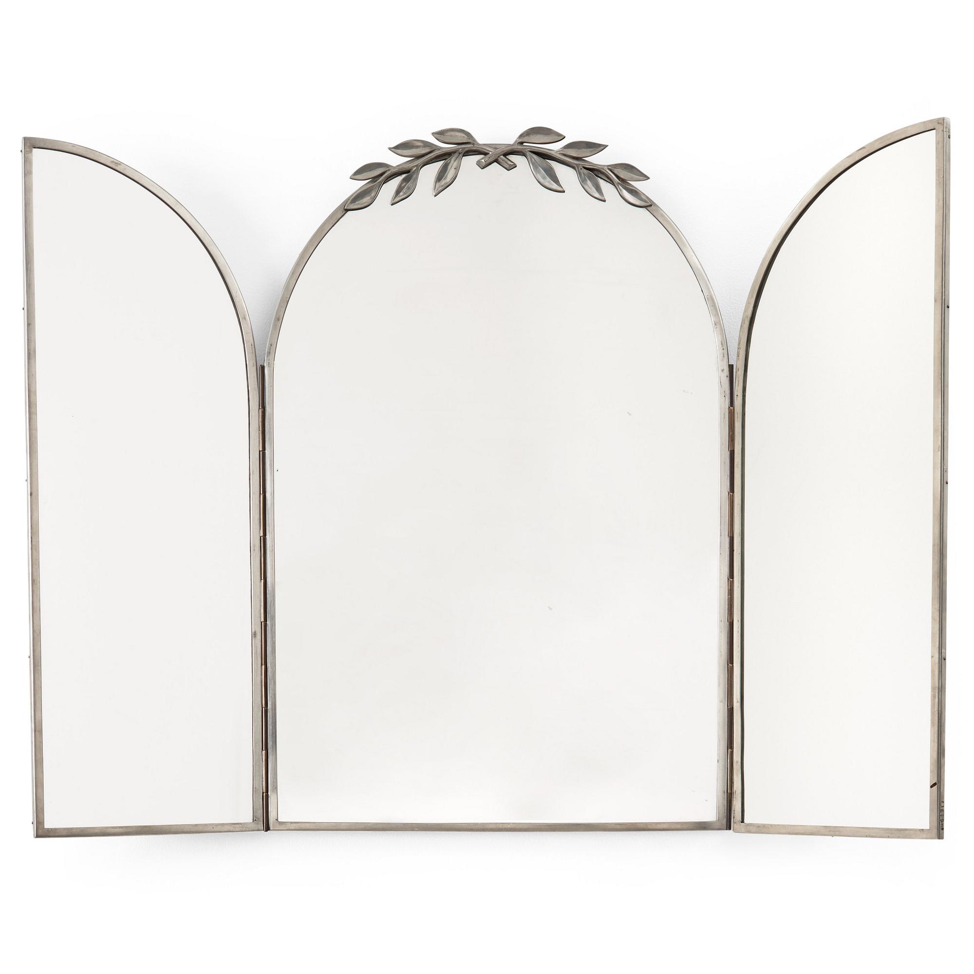 Estrid Ericson, A pewter three-piece mirror, Svenskt Tenn, Stockholm 1939, model 884.