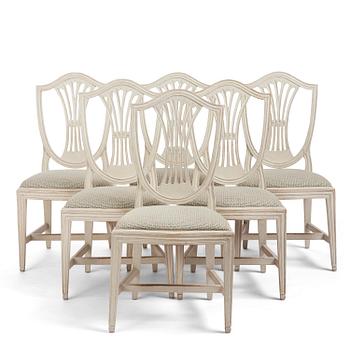79. A set of six Gustavian chairs by E. Holmberg (master in Stockholm 1768-96).