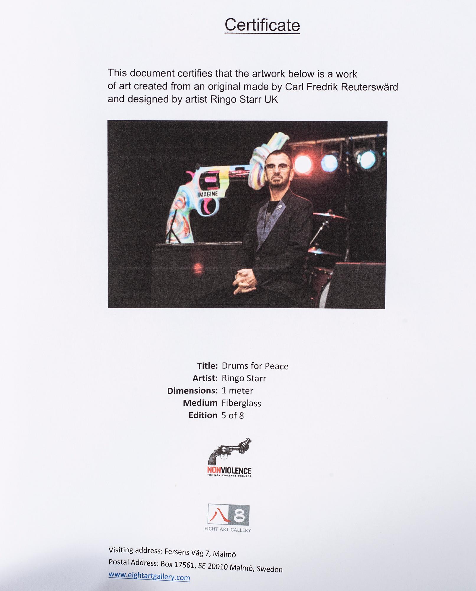 CARL FREDRIK REUTERSWÄRD Non-Violence Project Foundation sculpture numbered 5/8.