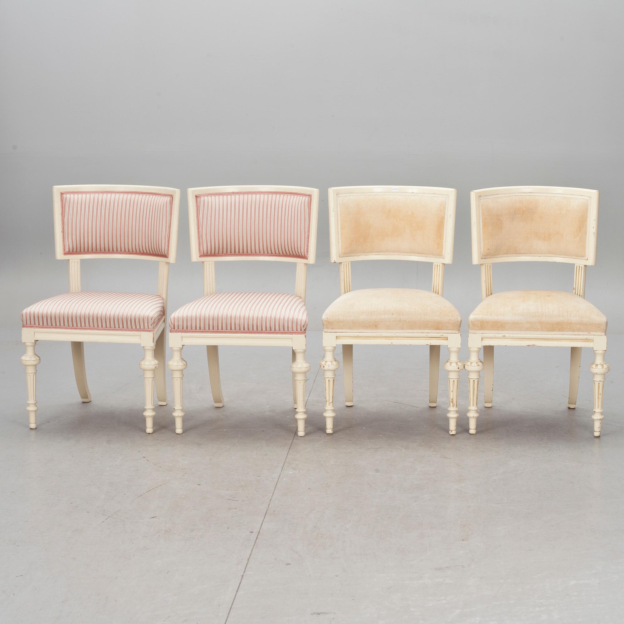 STOLAR, 2+2 st, gustaviansk stil. Sk Sulla. 1800-talets slut. 2 märkta H.van Rijswijk, Jakobsbergsgatan 19.