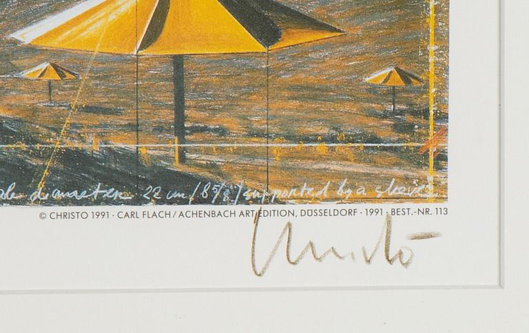 Christo & Jeanne-Claude, färgoffset, diptyk, 1991, signerade.