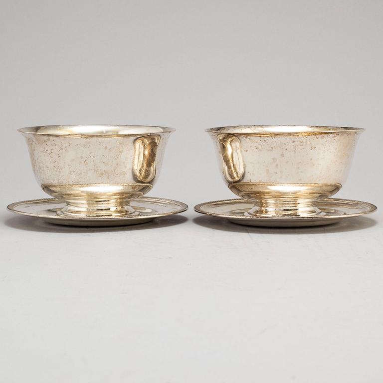 A pair of silver sauce bowls by Johan Petter Grönvall, Stockholm 1821.