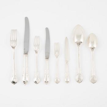 A 95-piece silver cutlery, model 'Prins Fredrik', including Jakob Engelberth Torsk, Stcokholm, 1887.