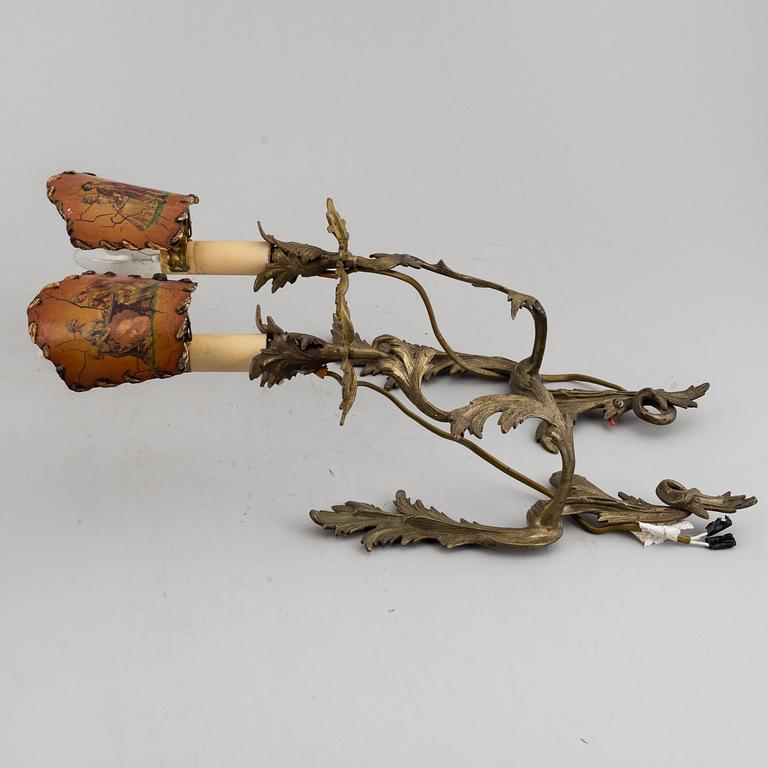 APPLIQUER, för ett ljus, ett par, mässing, Louis XV-stil 1900-tal.