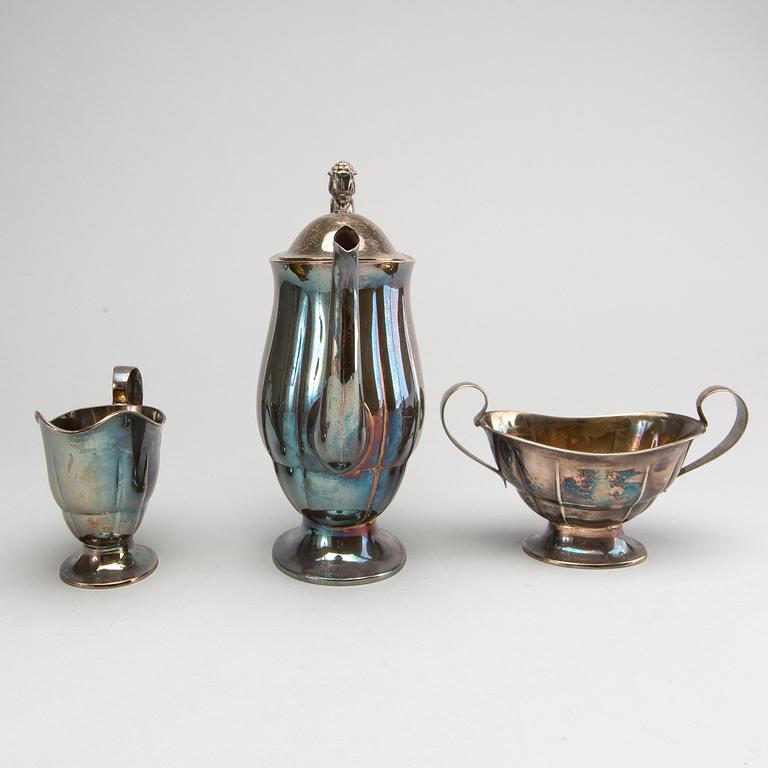 GAB, kaffeservis 3 dlr silver Stockholm 1927, 1933, Stockholm.
