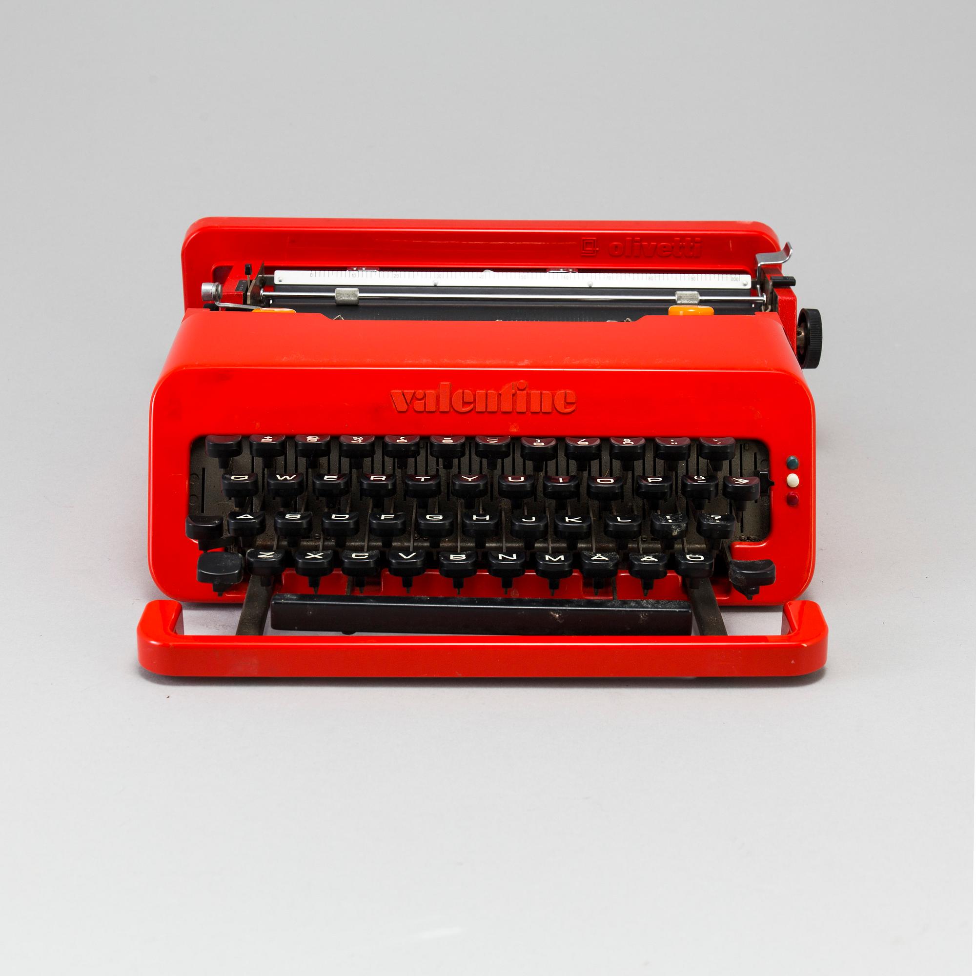 SKRIVMASKIN, "Valentine", Perry King samt Ettore Sottsass, Olivetti, formgiven 1968.