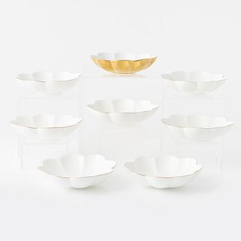 Karin Björquist, a group of eight 'Nobel' bone china bowls, Rörstrand.
