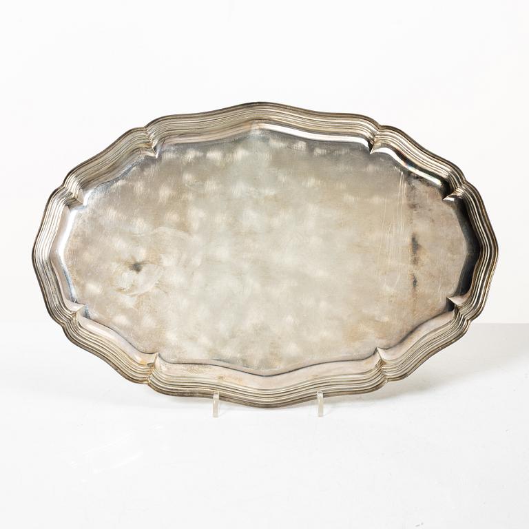 A Rococo style silver tray by C.G. Hallberg, 1939.