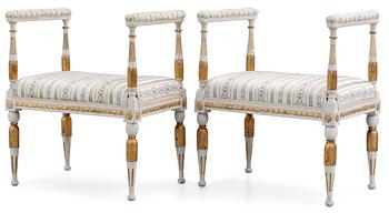 A pair of late Gustavian stools by E. Ståhl.