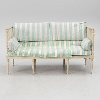 A Gustavian sofa, late 18th century.