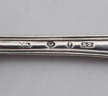 DESSERTSKEDAR, 10 st, svenska stämplar, 1830-/40-tal. Vikt ca 214 gram.