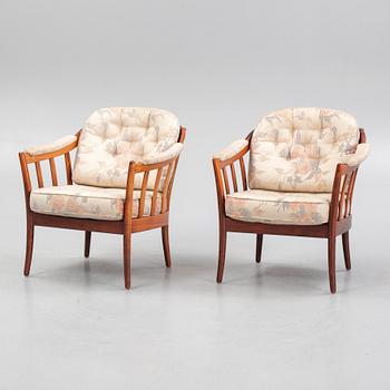 Armchairs, a pair, "Andorra," Bröderna Andersson, Ekenässjön AB, latter half of the 20th century.