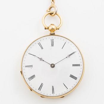 Pocket watch, 18K gold, 36.5 mm.