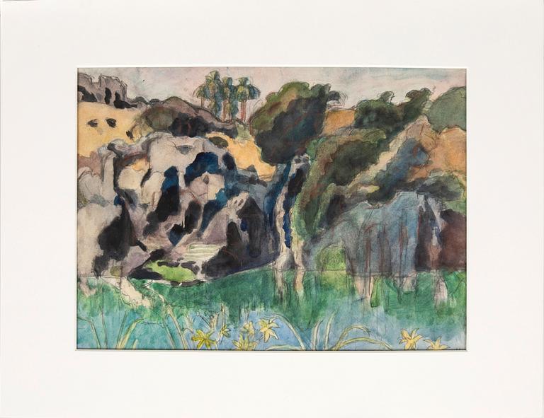Hilding Linnqvist, signed watercolor.