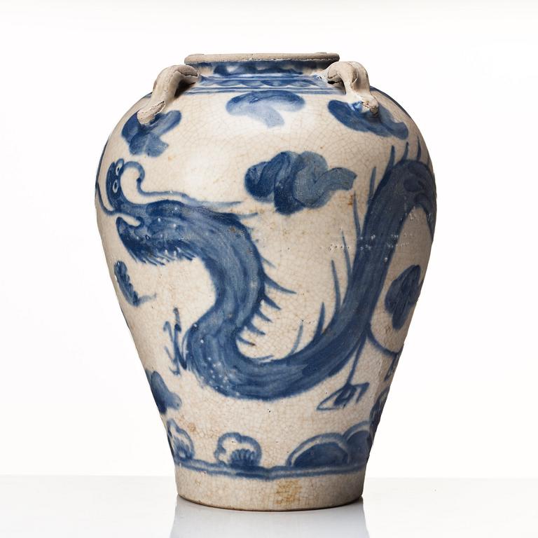 A blue and white jar, South East Asia, Vietnamn,  17th/18th Century.