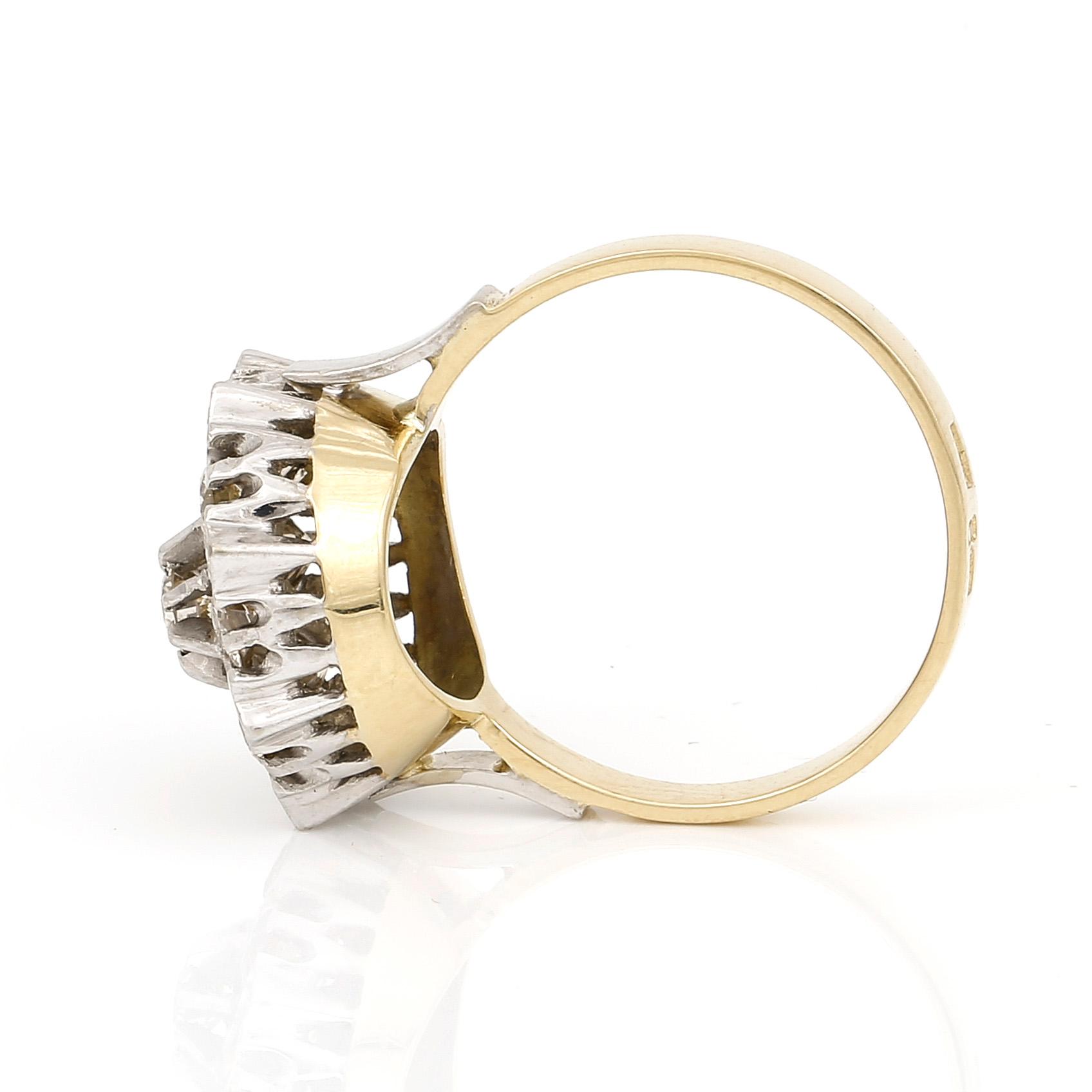 RING, guld 18K, bruna diamanter, totalt ca 1.41 ct. Tot ca 7 gram.