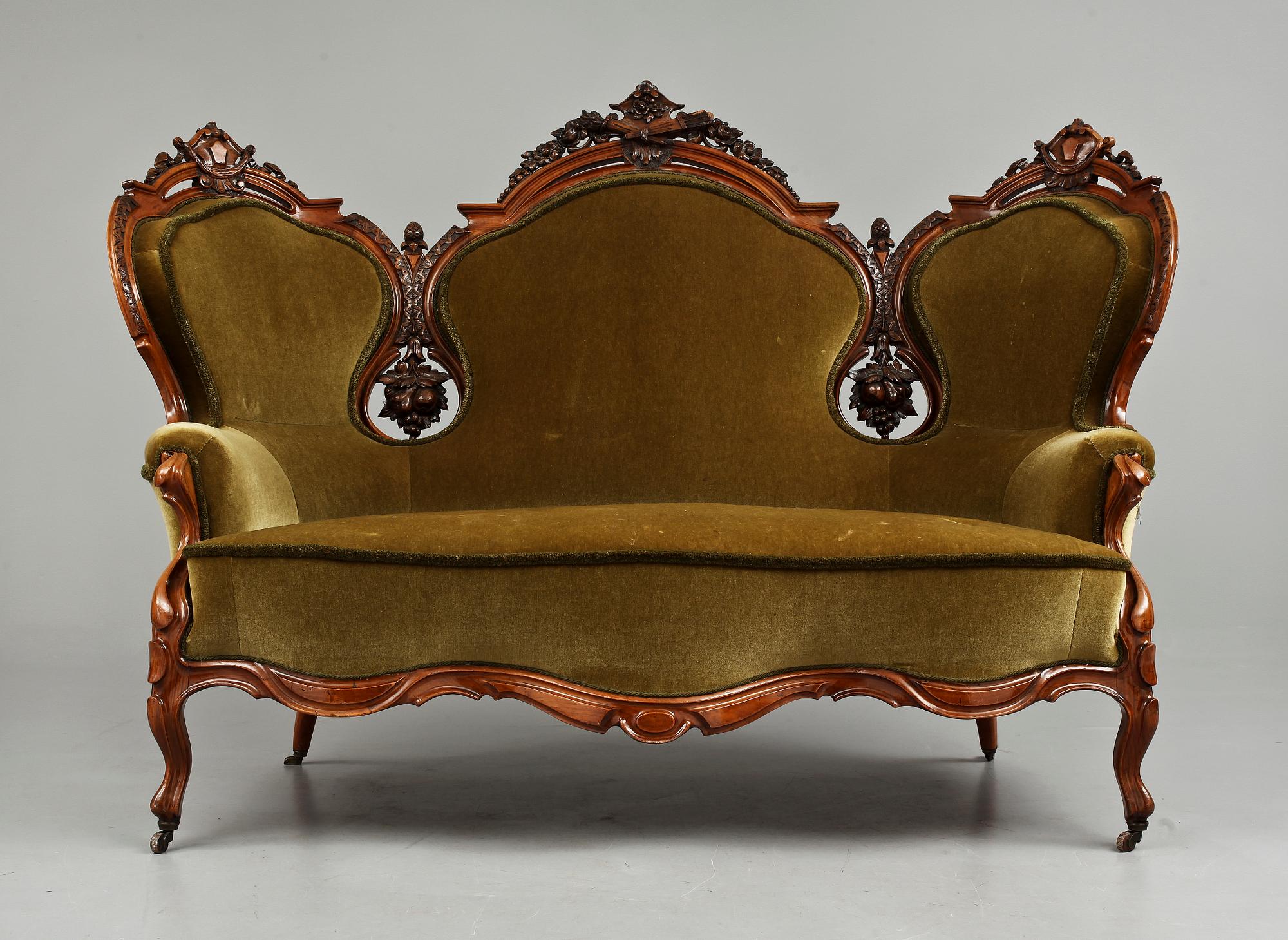 SOFFA samt STOLAR, 4 st, nyrokoko, 1800-talets slut.