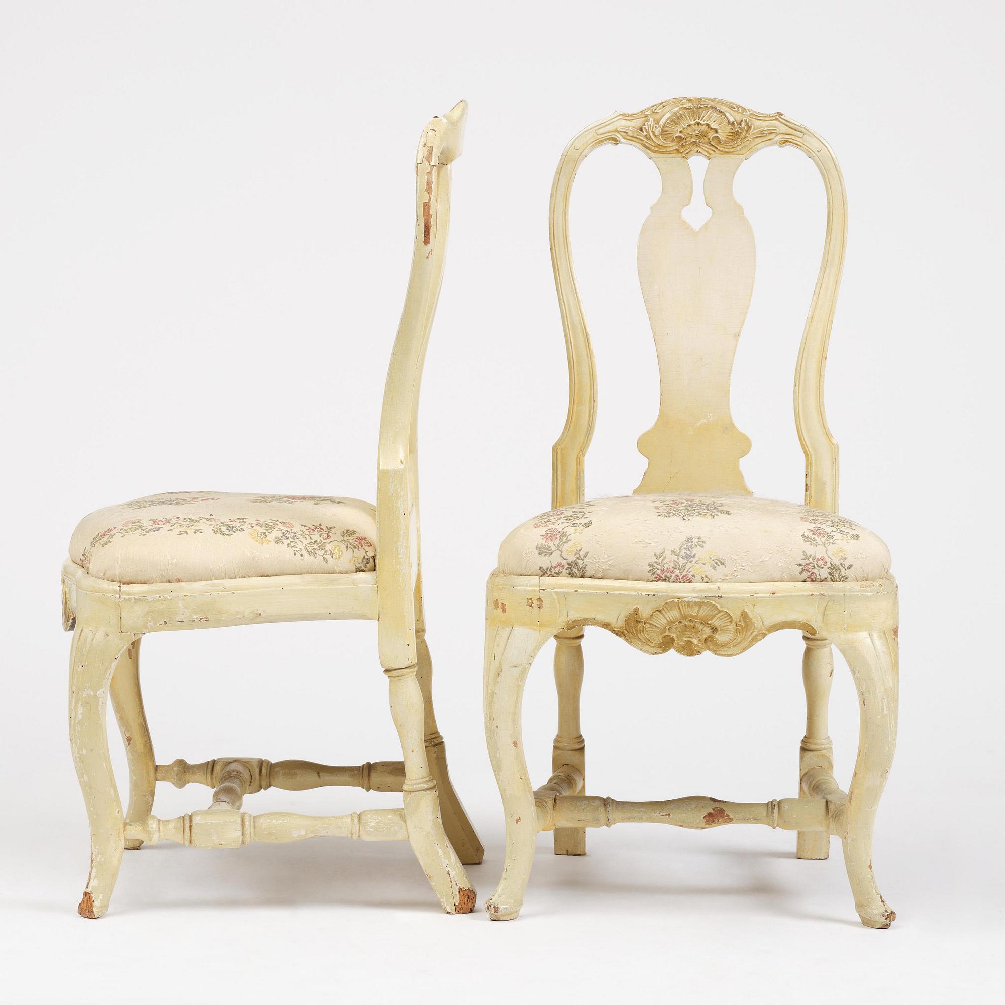 A set of four rococo chairs attributed to J. E. Höglander (master  in Stockholm 1777-1813).
