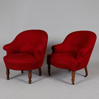 FÅTÖLJER, 1 par, omkring år 1900.