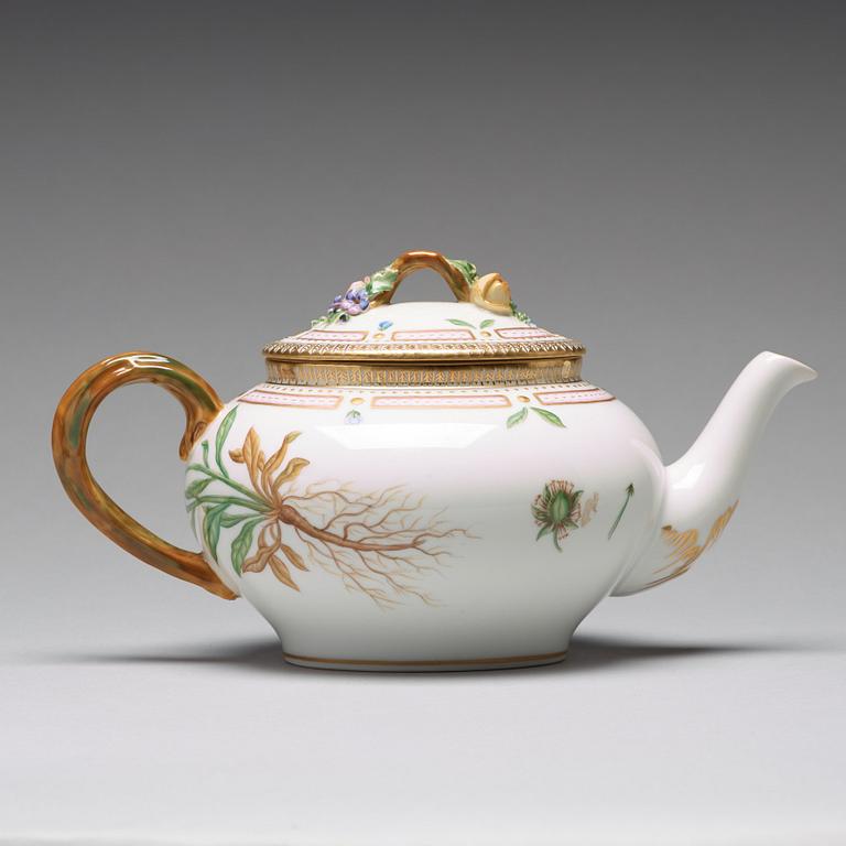 A Royal Copenhagen 'Flora Danica' tea pot with cover, Royal Copenhagen, Denmark, 20th Century.