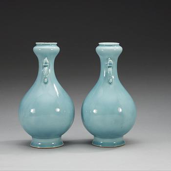 A pair of 'claire de lune' vases, Qing dynasty, 19th Century.