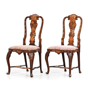 48. A pair of Dutch Rococo 18th century chairs.