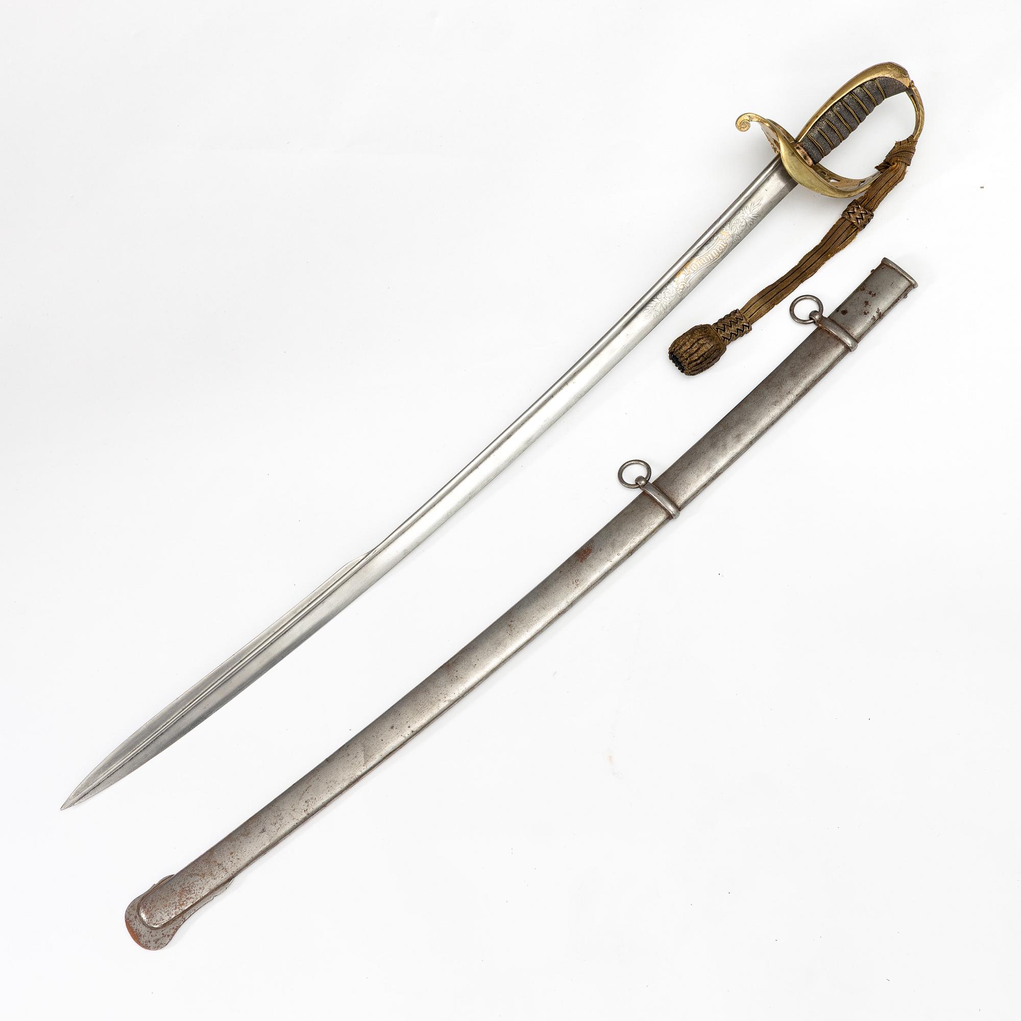 Sabel, svensk, m/1859 för infanteriofficer, med balja.