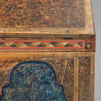A polychrome-painted folk art cabinet from Värmland, Sweden, dated 1818.