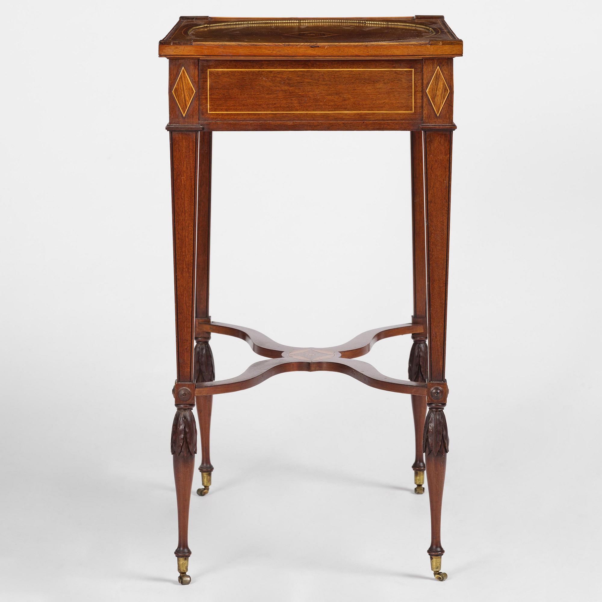 A late Gustavian mahogany parquetry table by L. Qvarnberg '(master in Stockholm 1801-1813).