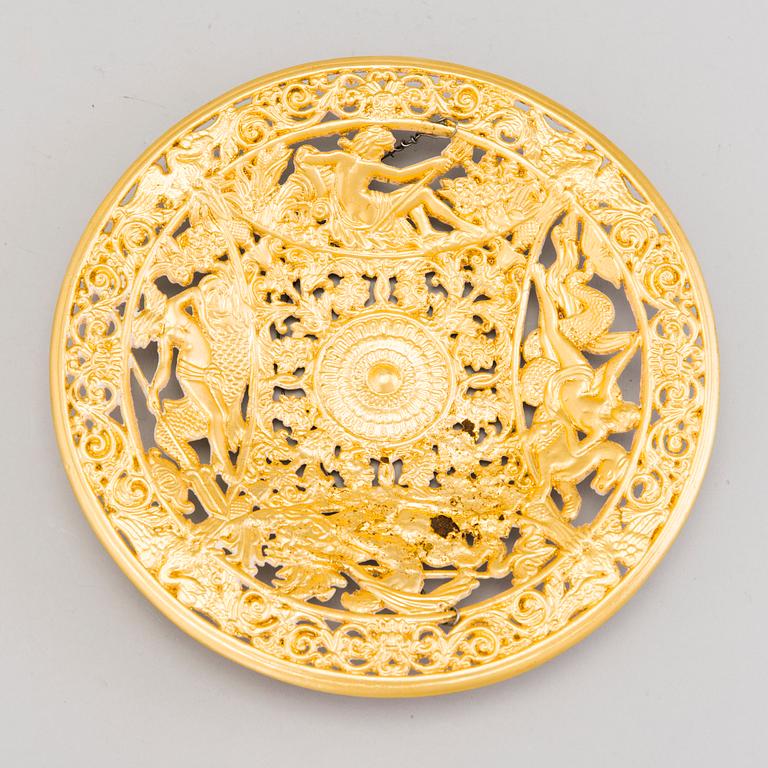 PLATE, gilt and painted iron, Kasli, Russia 1906?.