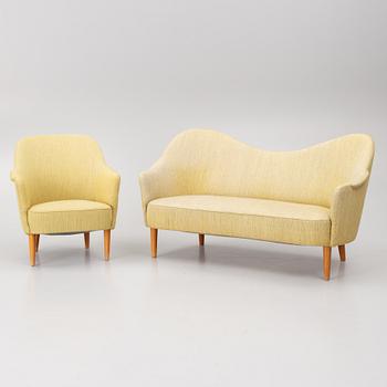 Carl Malmsten, a sofa and an armchair, 'Samspel'.
