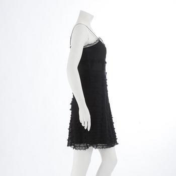 VALENTINO red, a black lace dress, size 46.