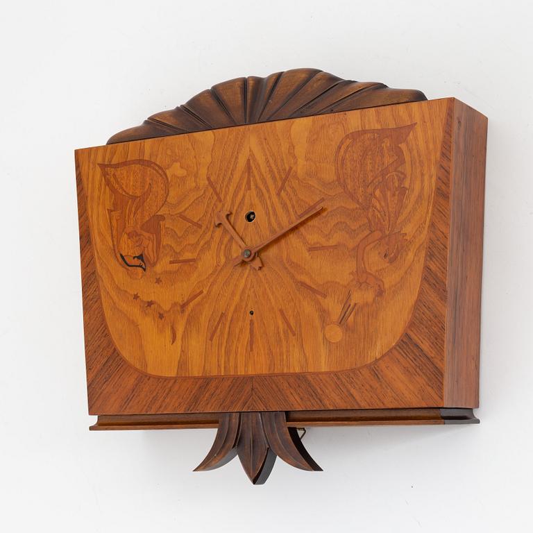 A wall clock, Mjölby Intarsia, 1930's.